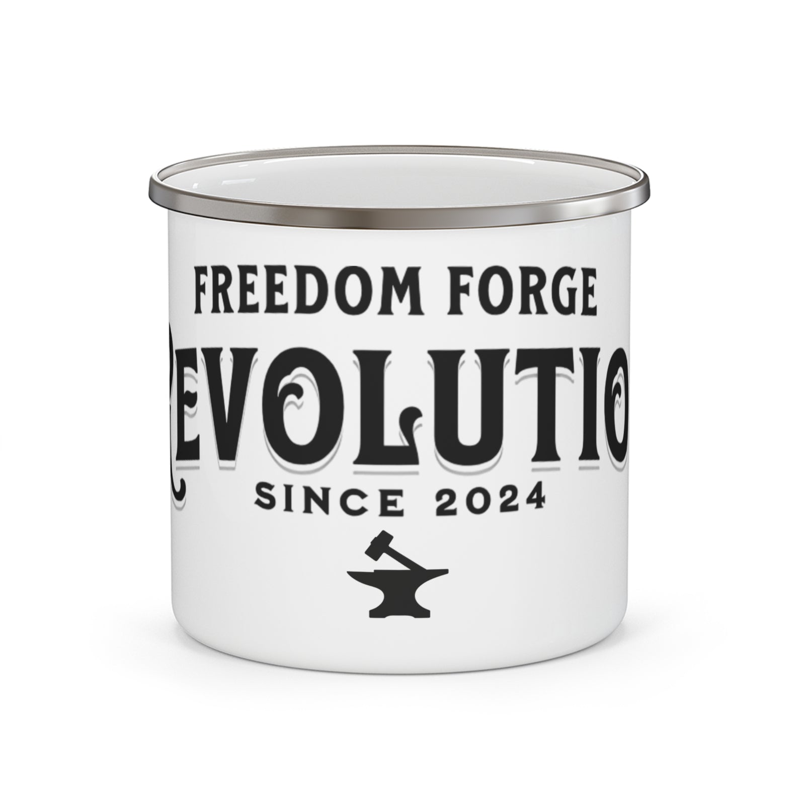 American Made Freedom Forge Revolution Enamel Camping Mug - Adventure Mug, Hiking Gear, Outdoor Cup, Gift for Campers, Unique Travel Mug - Mug/ Freedom Forge Revolution