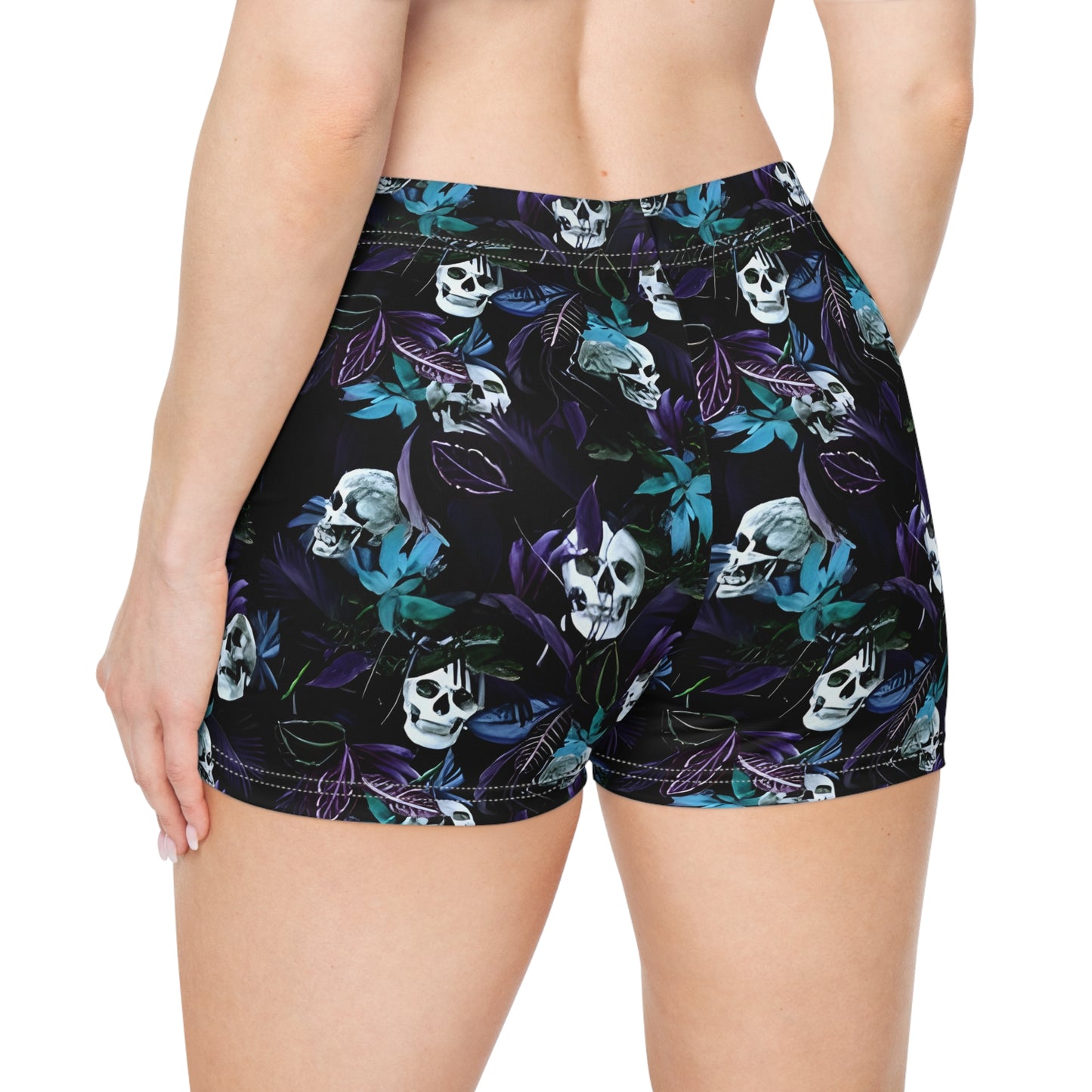 Women's Minimalist Yoga Shorts - Tropic Skull