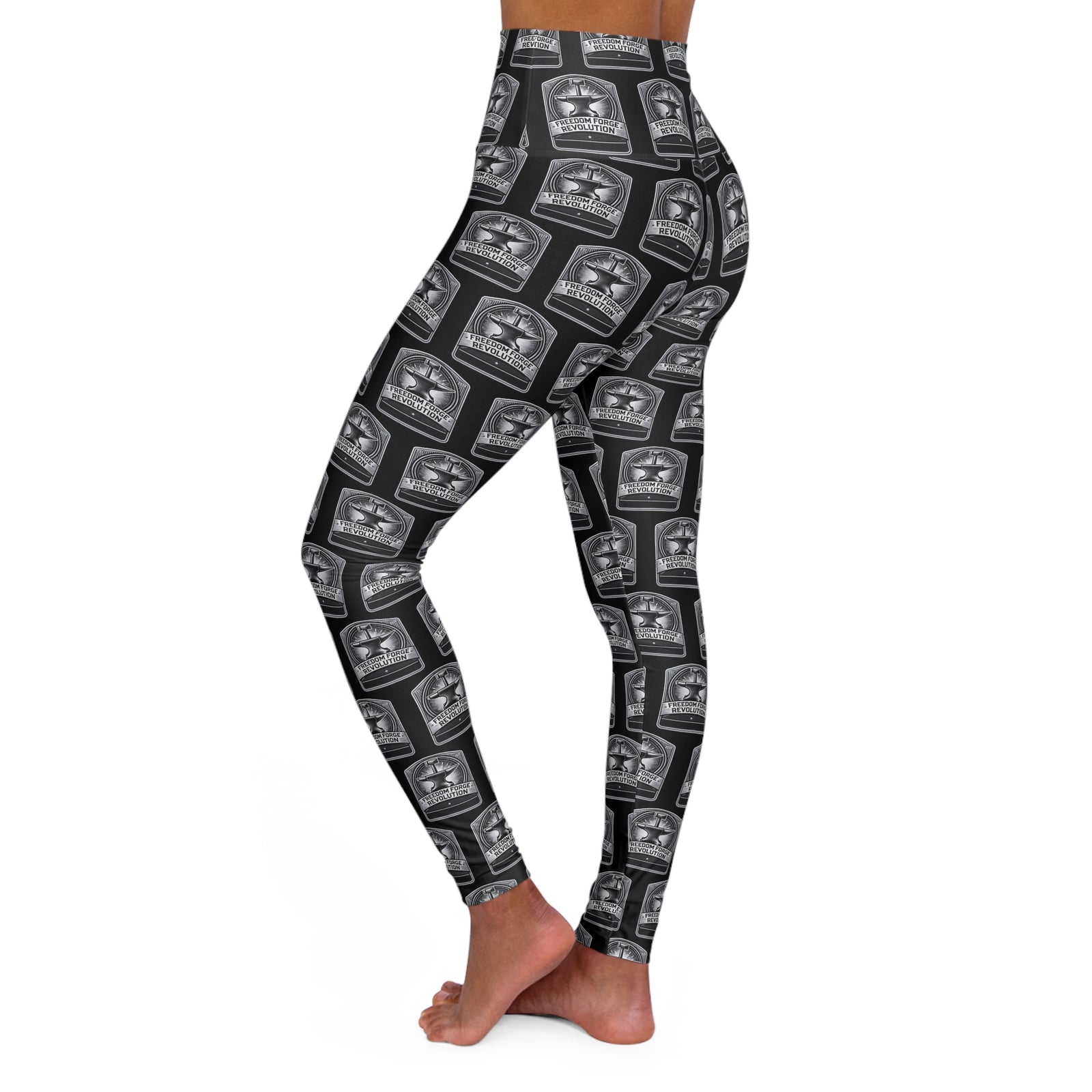 American Made Motivational High Waisted Yoga Leggings for Fitness Enthusiasts - Leggins/ Freedom Forge Revolution