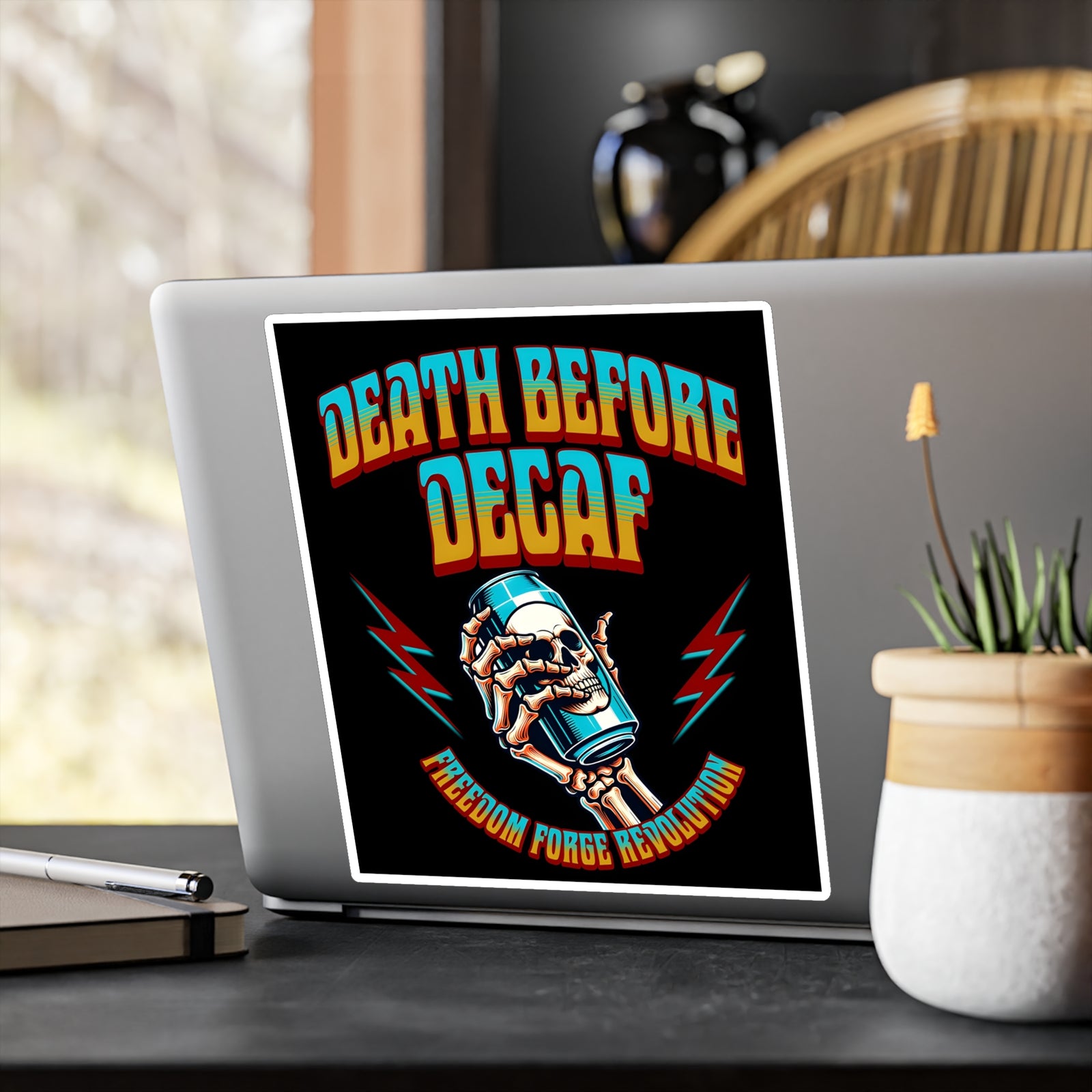 American Made Death Before Decaf Sticker - Swag/ Freedom Forge Revolution