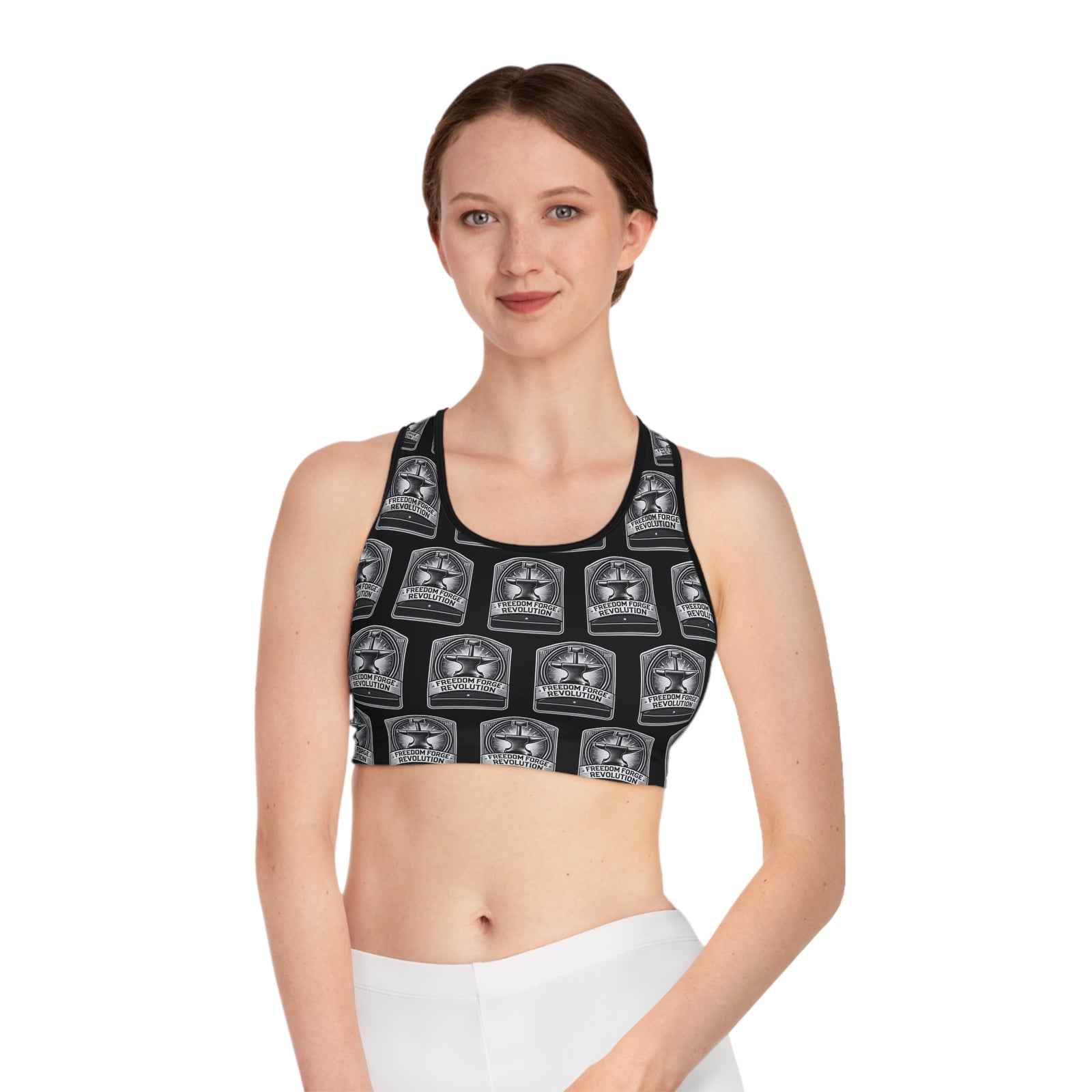 American Made Empowering Graphic Sports Bra - Freedom for Revolution - Women's top/ Freedom Forge Revolution
