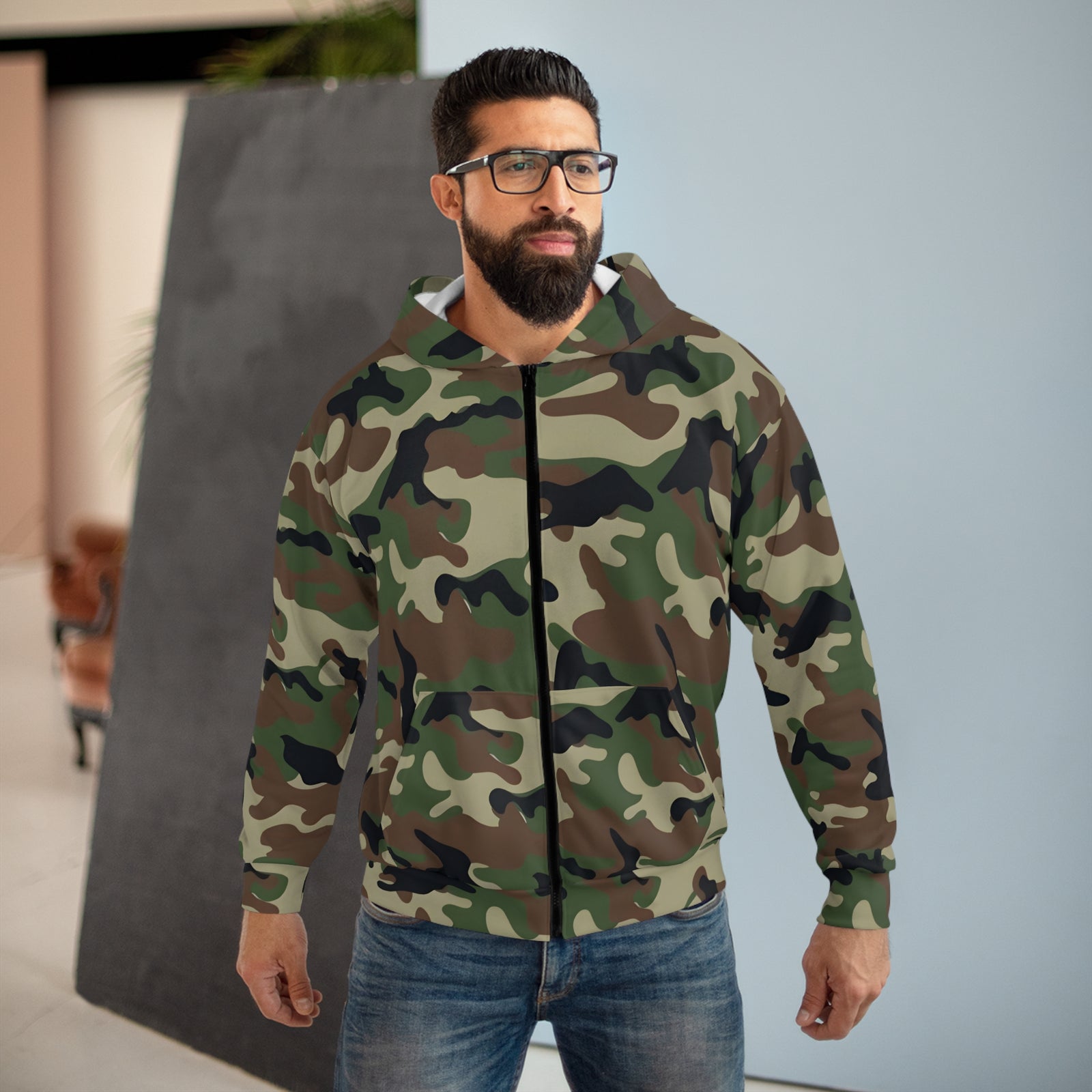 American Made Camo Unisex Zip Hoodie - All Over Prints/ Freedom Forge Revolution