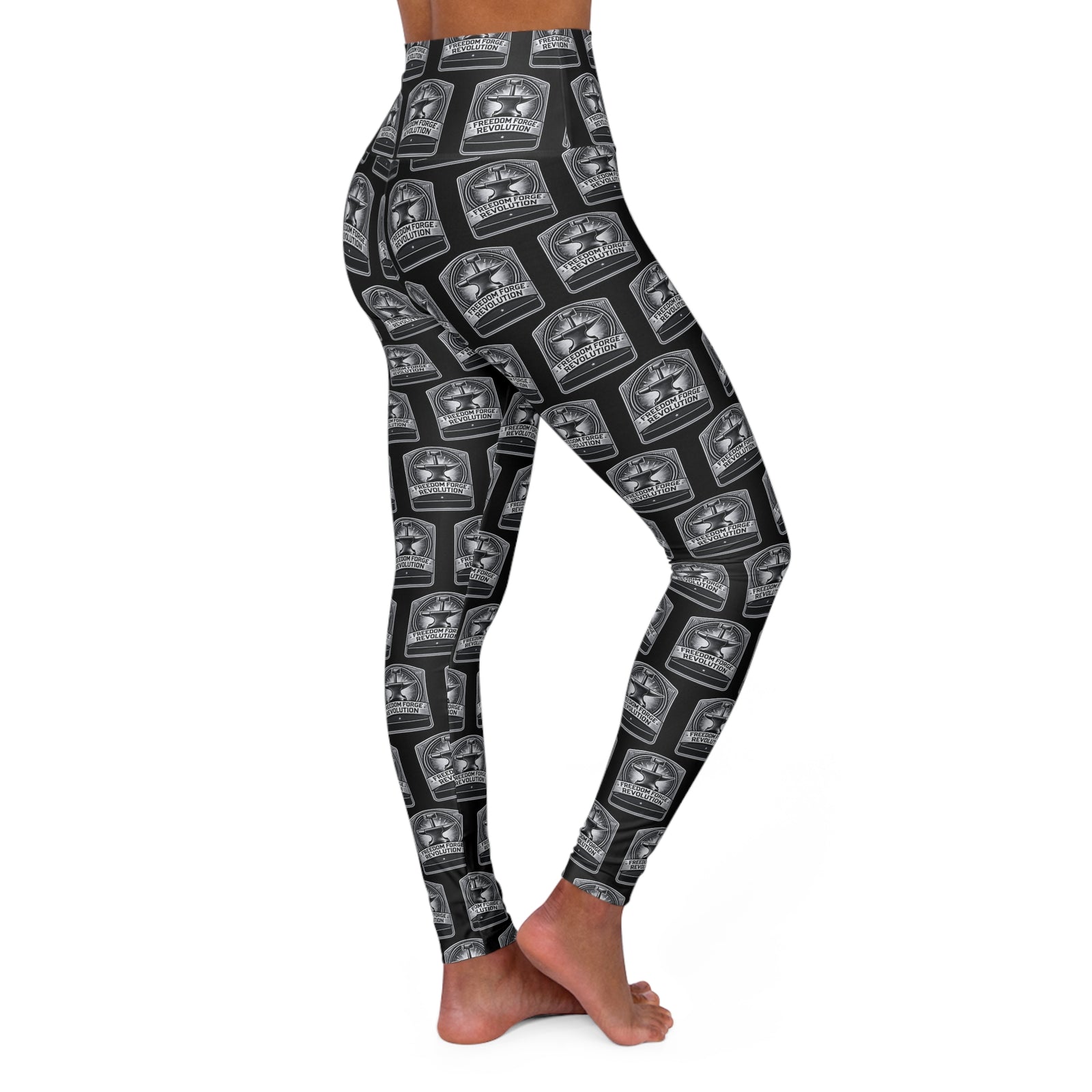 American Made Motivational High Waisted Yoga Leggings for Fitness Enthusiasts - Leggins/ Freedom Forge Revolution