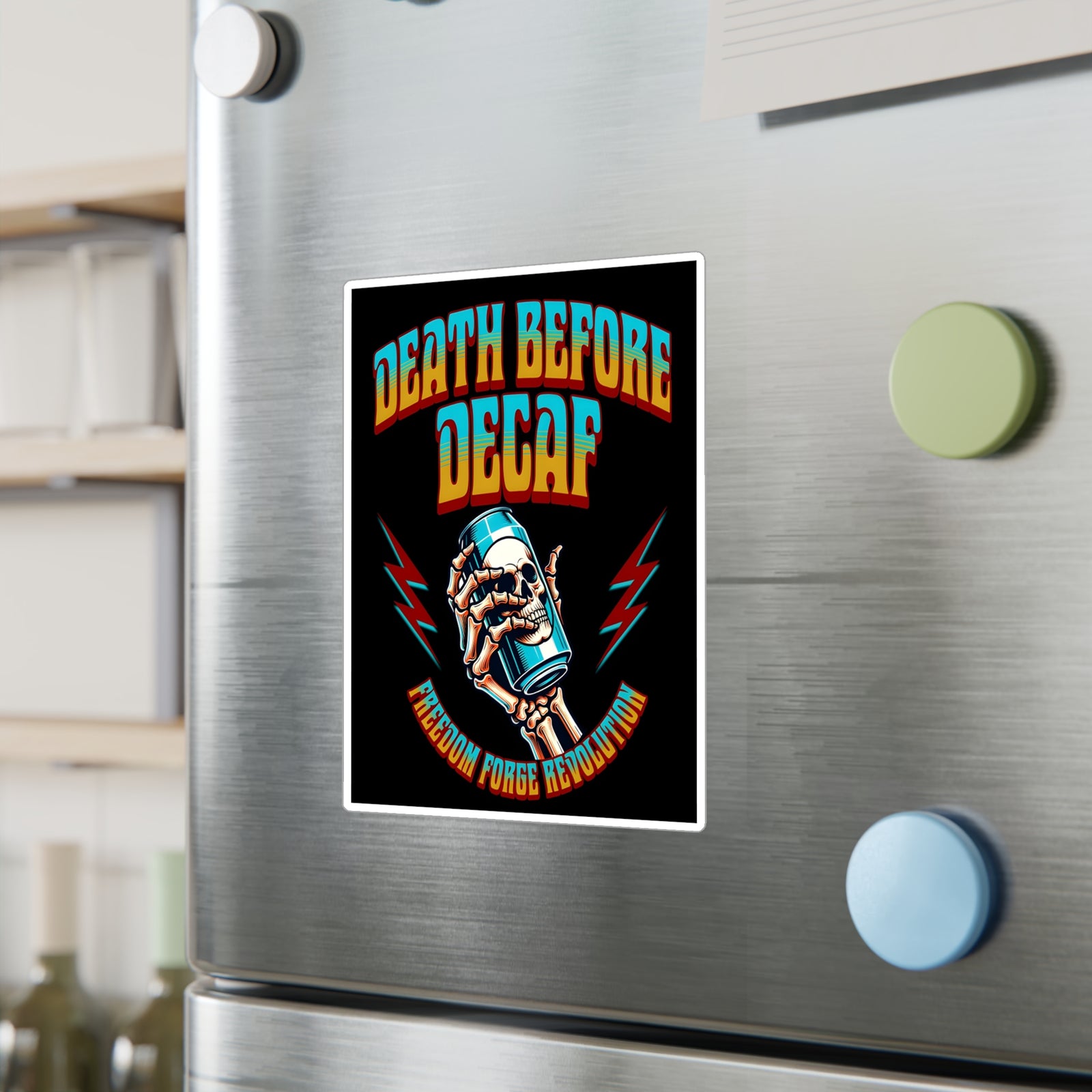 American Made Death Before Decaf Sticker - Swag/ Freedom Forge Revolution