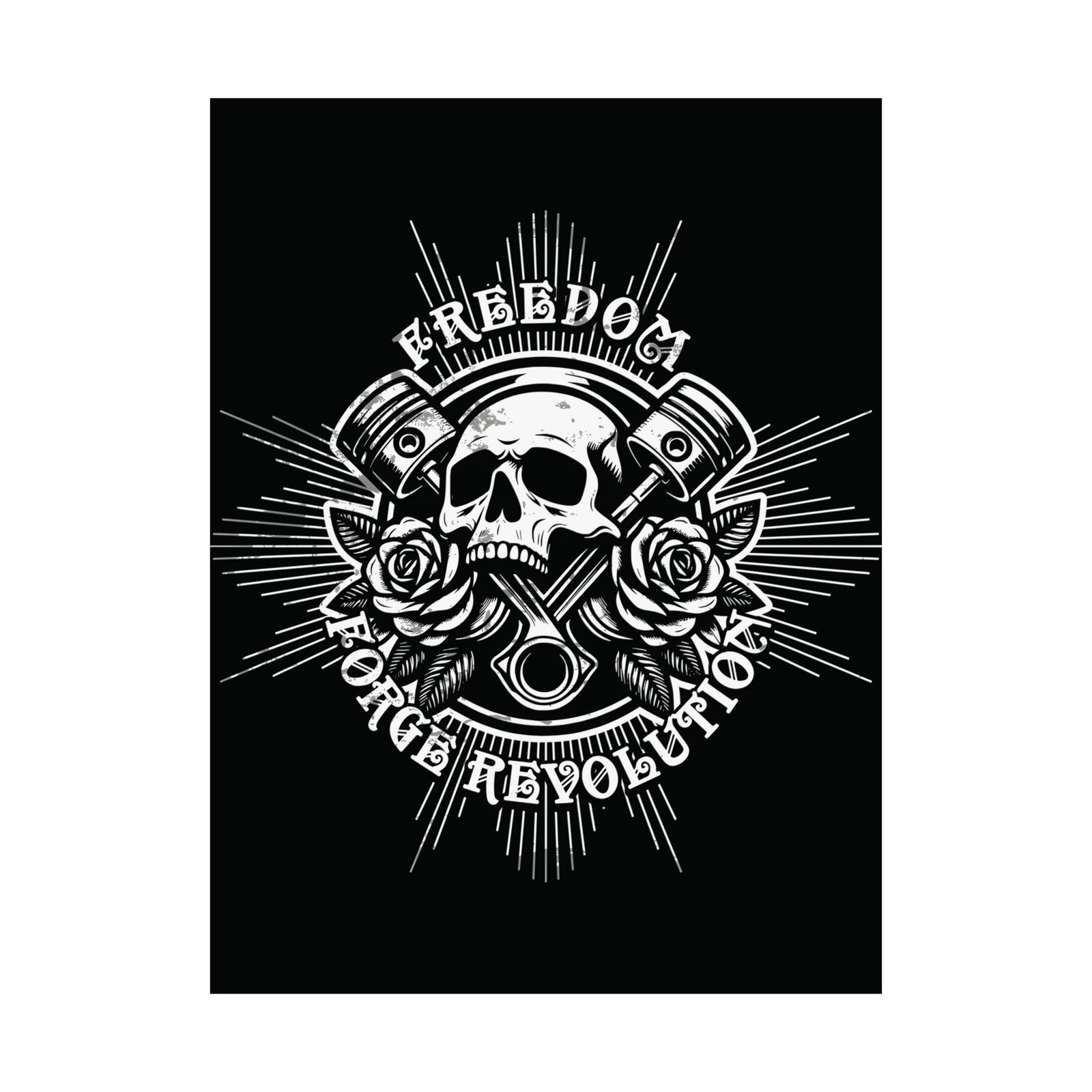 American Made Skull Head And Roses Matte Vertical Poster - Swag/ Freedom Forge Revolution